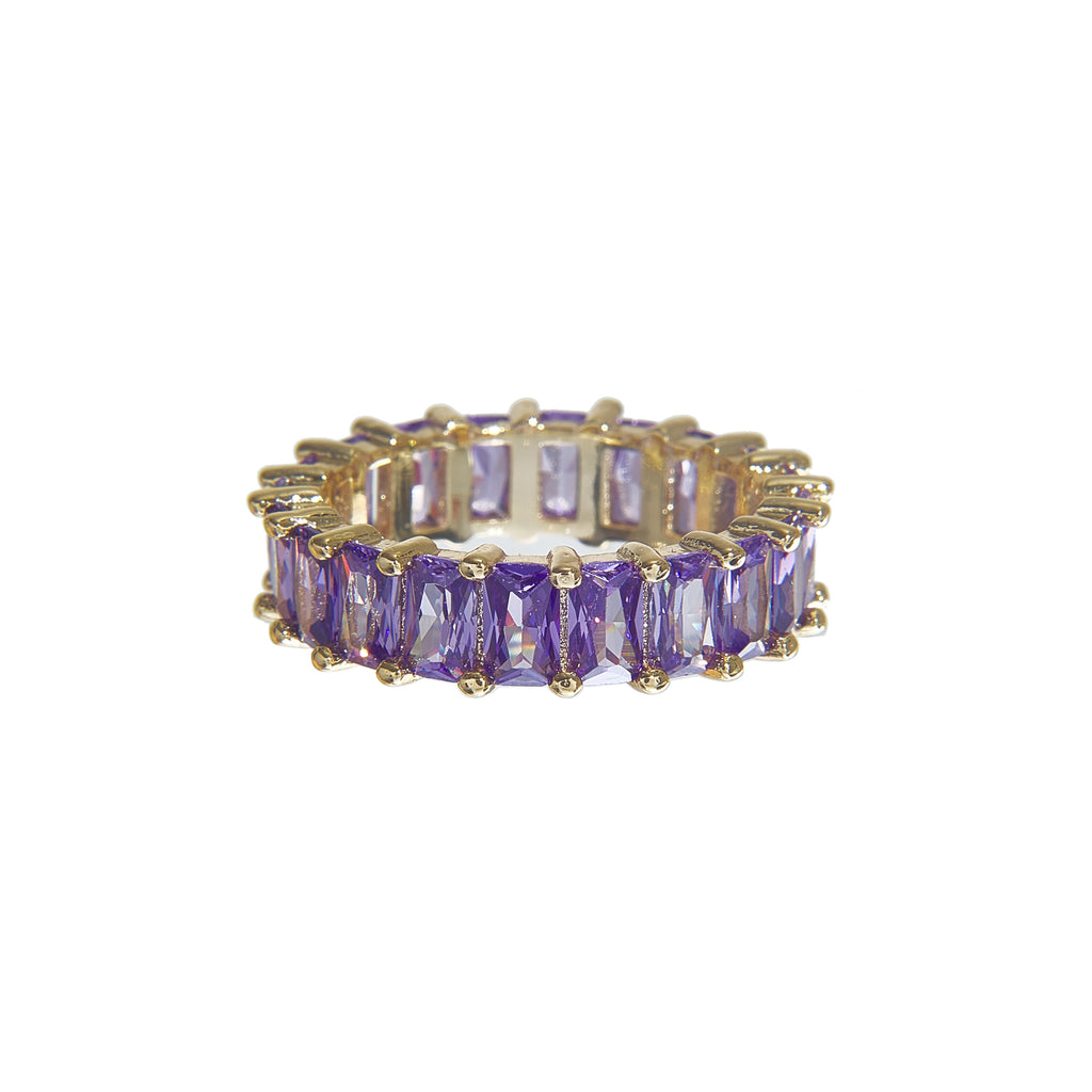 Cute tarnish-free multi-color classic crystal ring in 4 colors - purple
