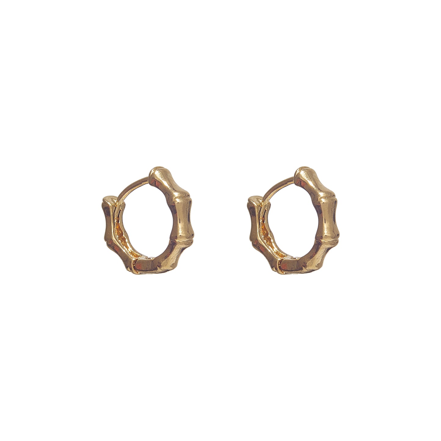 Stylish Gold Mini Bamboo Huggie Earrings 