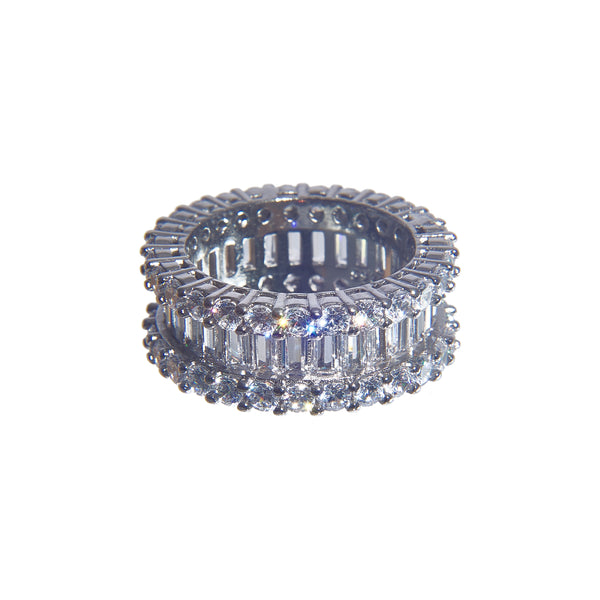 Dazzling Sterling Silver Stacked Iced Ring