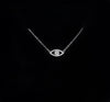 Trendy evil eye pendant necklace with crystal in center - silver