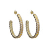 Fancy diamond iced link hoops earrings - gold
