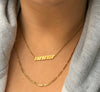 Trendy stainless steel custom classic nameplate necklace - worn 4