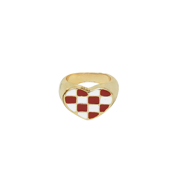 Checkered Heart Ring
