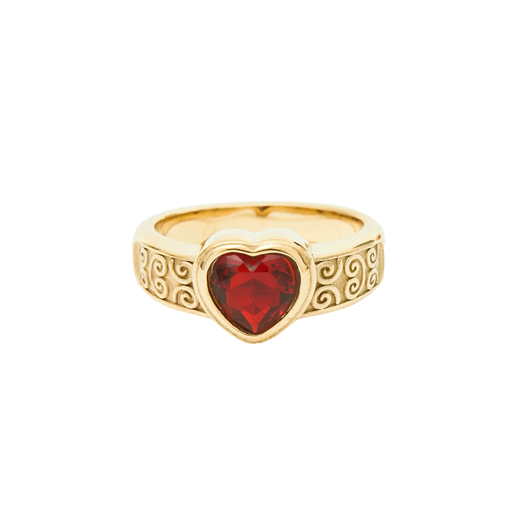 Red Gem Heart Ring
