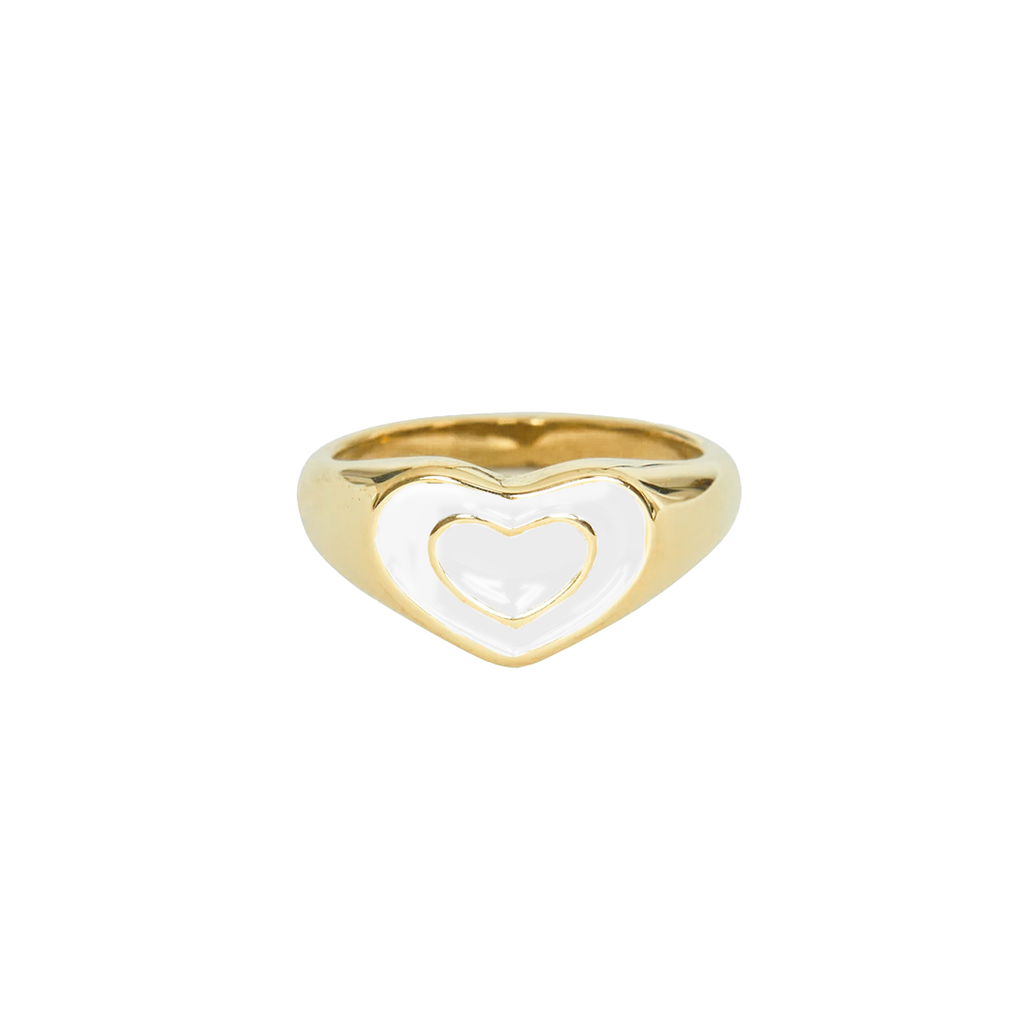 White Heart Ring
