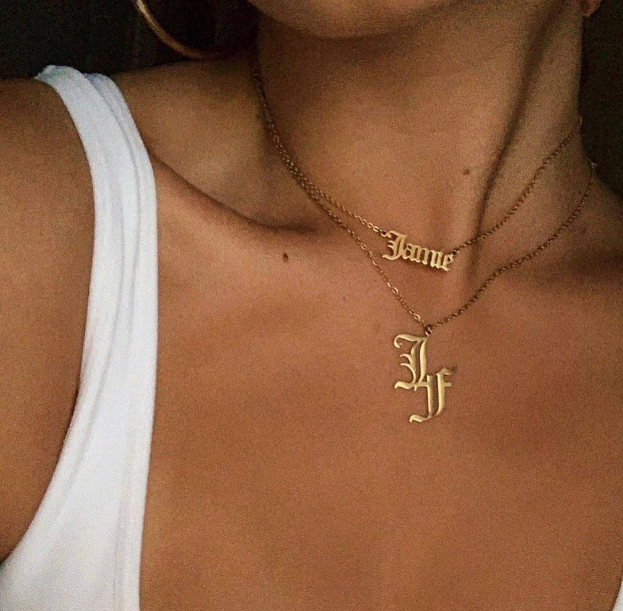 Old english l necklace shop