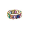 Colorful iced rainbow ring - gold