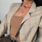 Classy gold custom initial hexagon pendant choker - worn zoom out