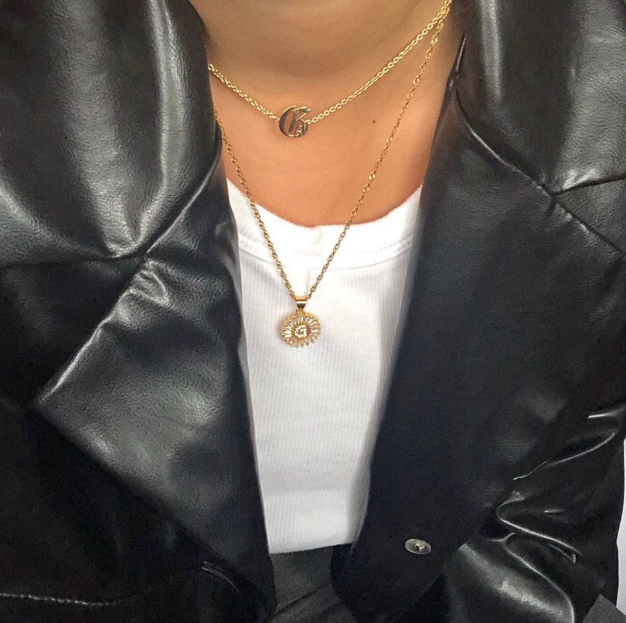 Classy custom old english initial choker - worn