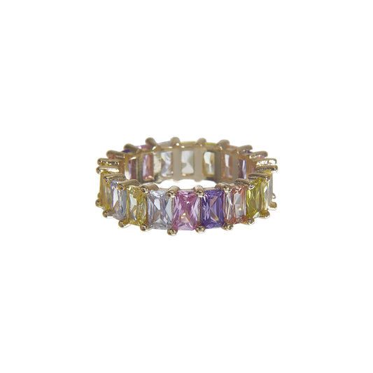 Colorful pastel crystal ring - single