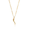 Tarnish-Free Gold Chain Necklace with Italian Horn Pendant Pendant