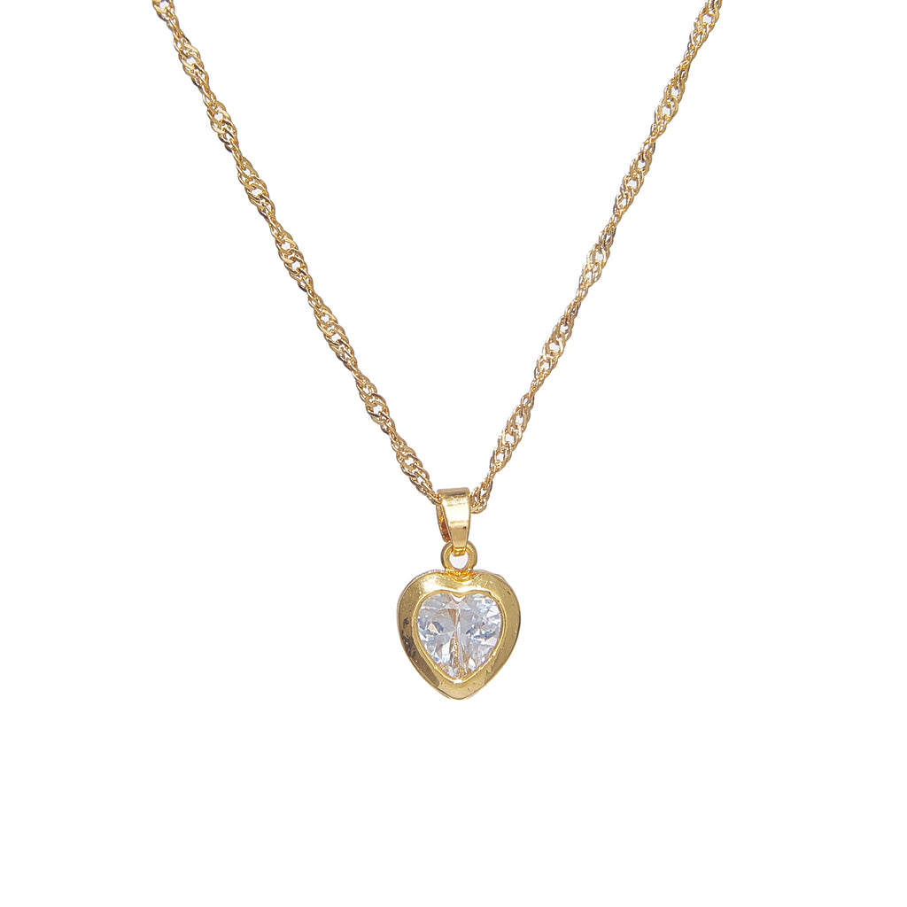 Elegant 24k gold-plated copper necklace with crystal heart pendant