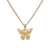 Trendy copper metallic gold butterfly effect pendant necklace