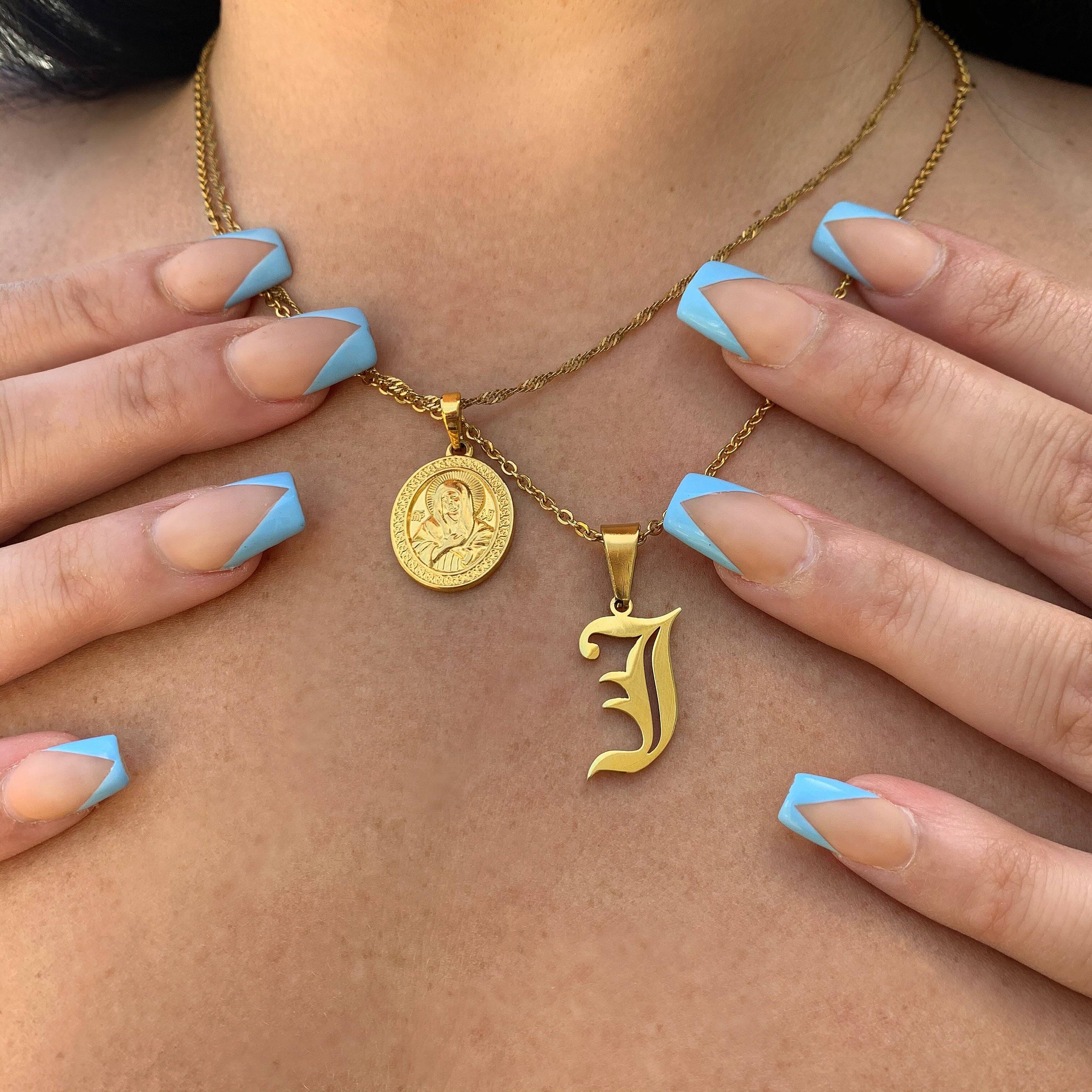 Old english letter necklace deals