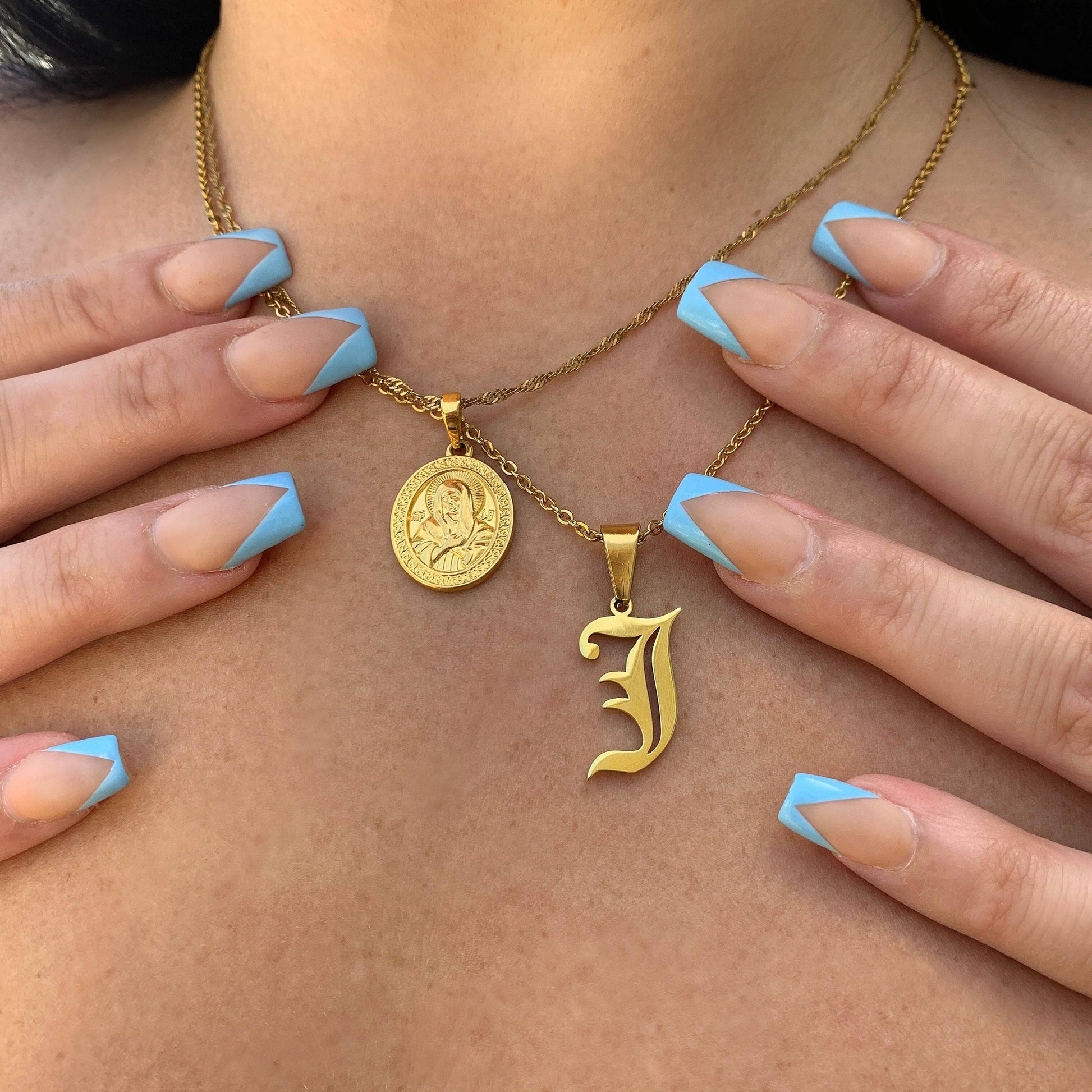 Old English Initial Necklace Necklace aiobo 