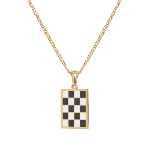Checkered Tag Necklace
