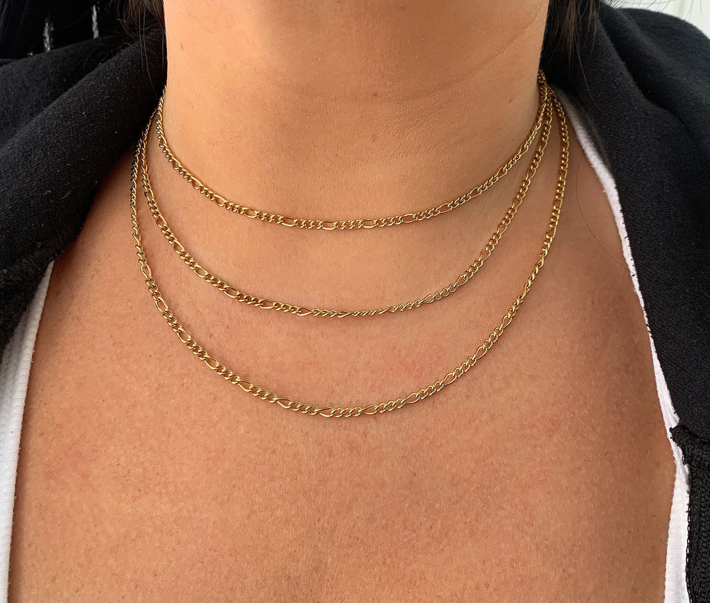 Gold-Plated Layering Figaro Chain Necklace