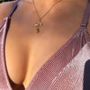 Tarnish-Free Gold Chain Necklace with Rose Pendant - Worn