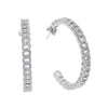 Fancy diamond iced link hoops earrings - silver
