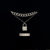 Classic Silver Link Set: Old English Chain Necklace and Iced Ring