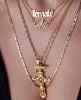Elegant copper necklace with thick gold croix symbol pendant - worn 3