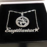 Trendy custom stargirl nameplate with horoscope pendant necklace