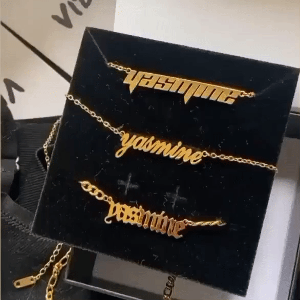 Script Nameplate Necklace Necklace aiobo 