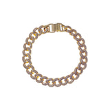 Luxurious iced cuban link bracelet with gold and silver studs