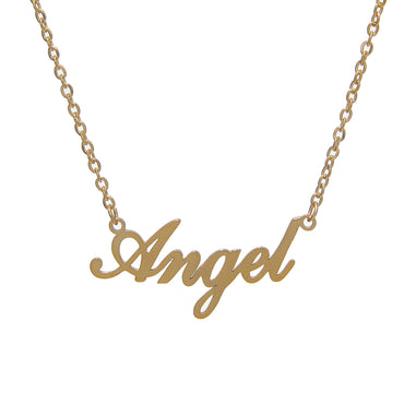 18K Gold-Plated Necklace with Angel Nameplate Pendant | VibeSzn